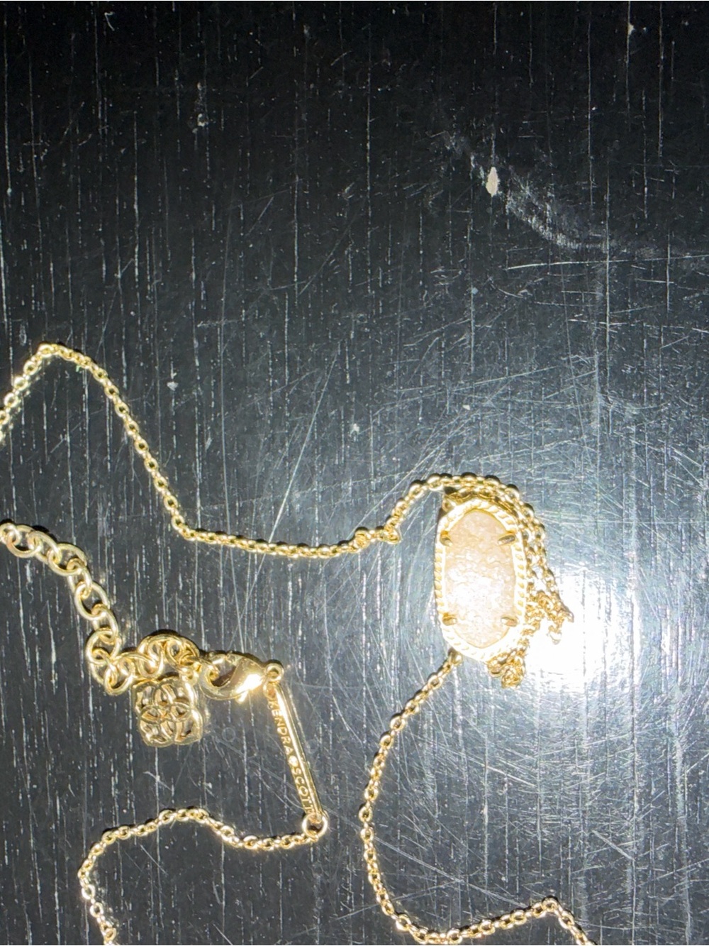 Kendra Scott Gold Oval Pendant Necklace with Sparkle